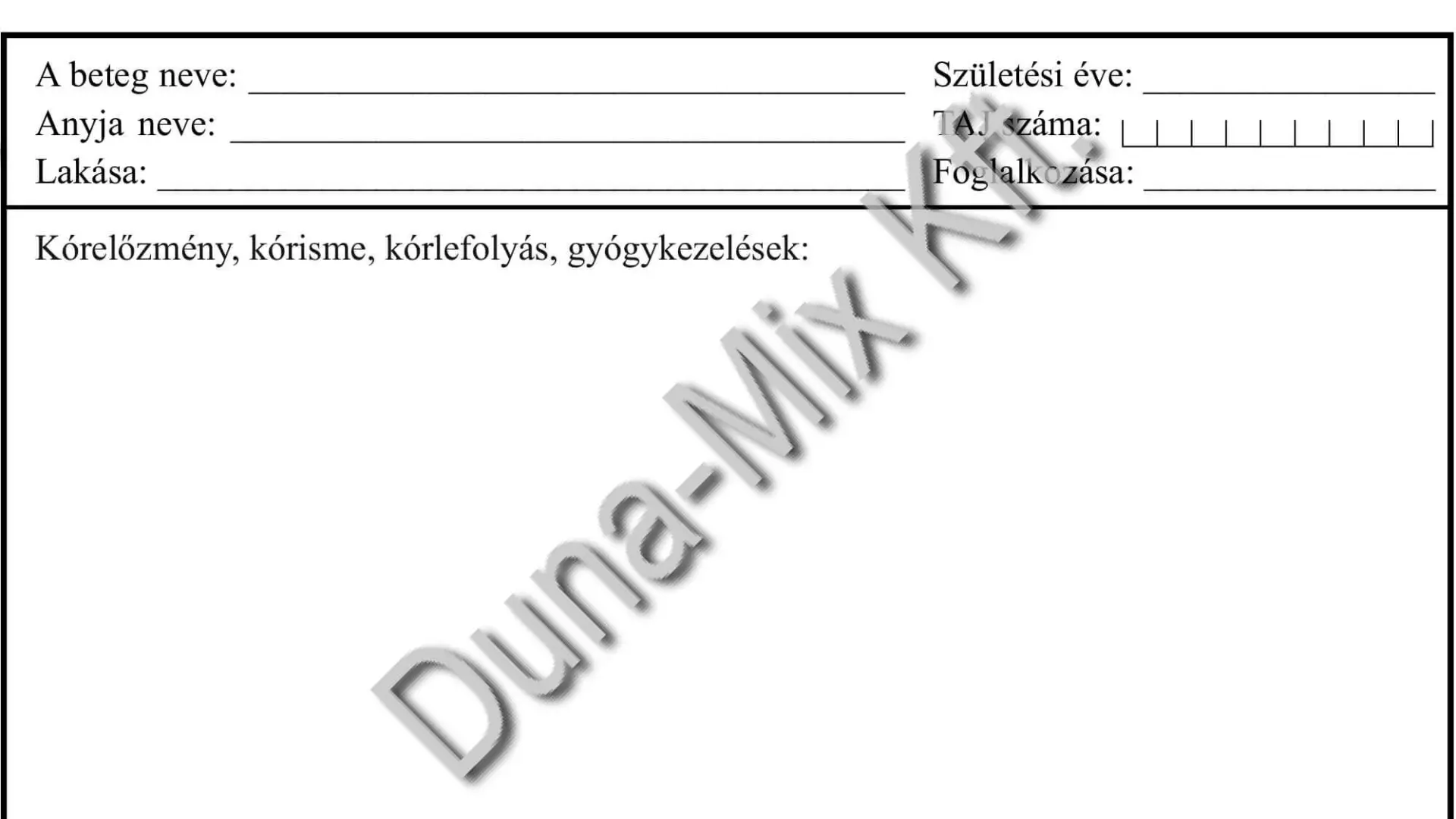 Gyógykezelési karton